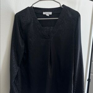 Nine West Black Textured V-Neck Long Sleeve Tunic